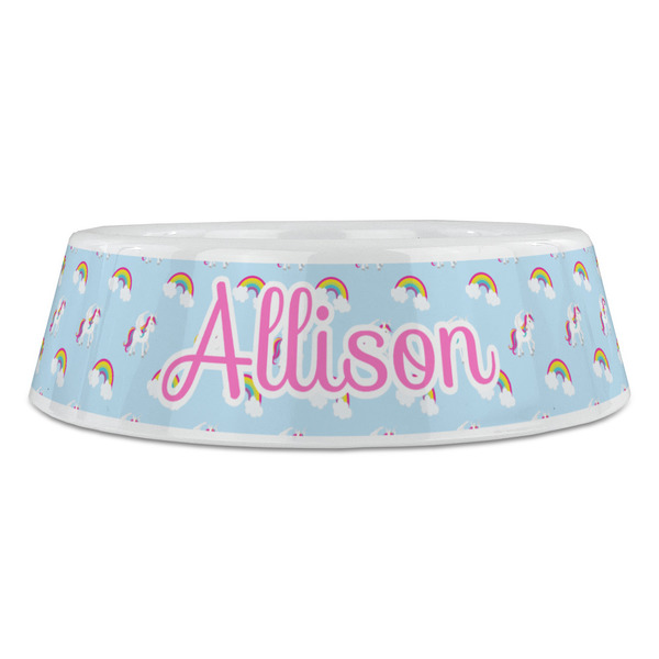 Rainbows and Unicorns Plastic Pet Bowls - Large - FRONT