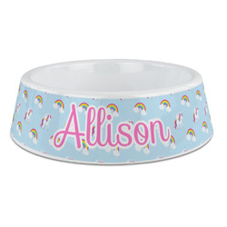 Rainbows and Unicorns Plastic Dog Bowl - Large (Personalized)