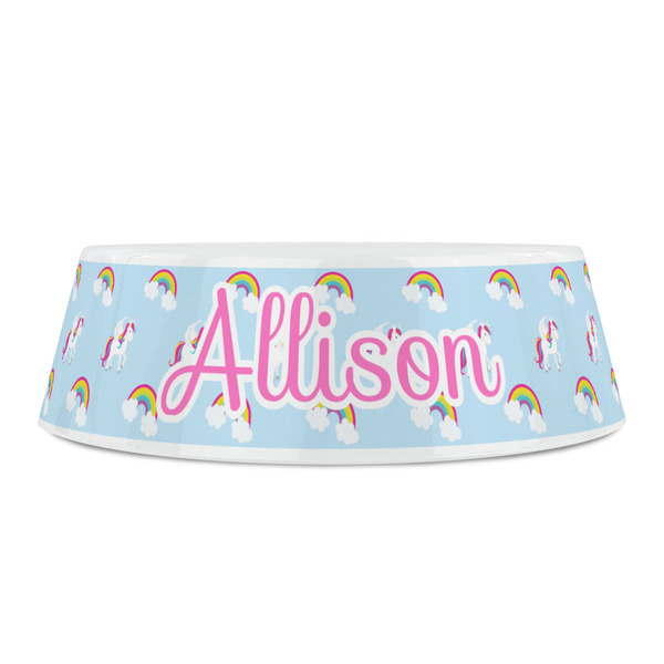 Rainbows and Unicorns Plastic Pet Bowls - Small - FRONT