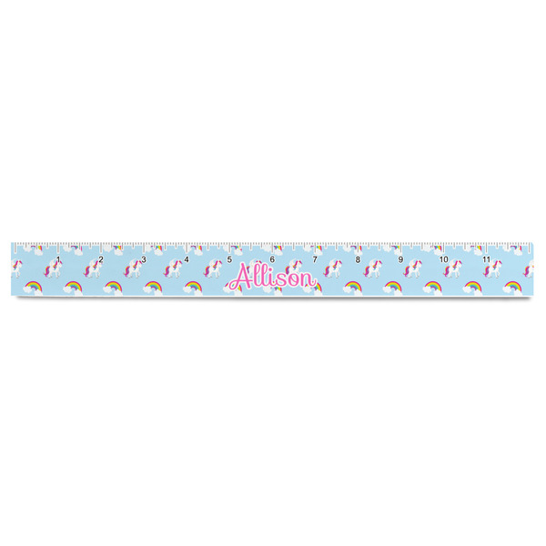 Rainbows and Unicorns Plastic Ruler - 12" - FRONT