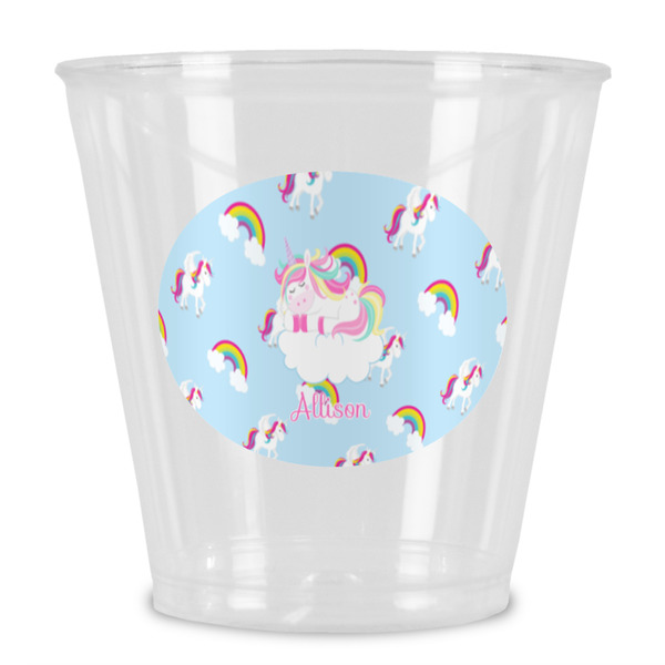Custom Rainbows and Unicorns Plastic Shot Glass (Personalized)