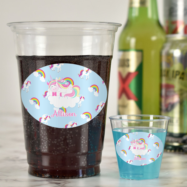 Rainbows and Unicorns Plastic Shot Glasses - In Context