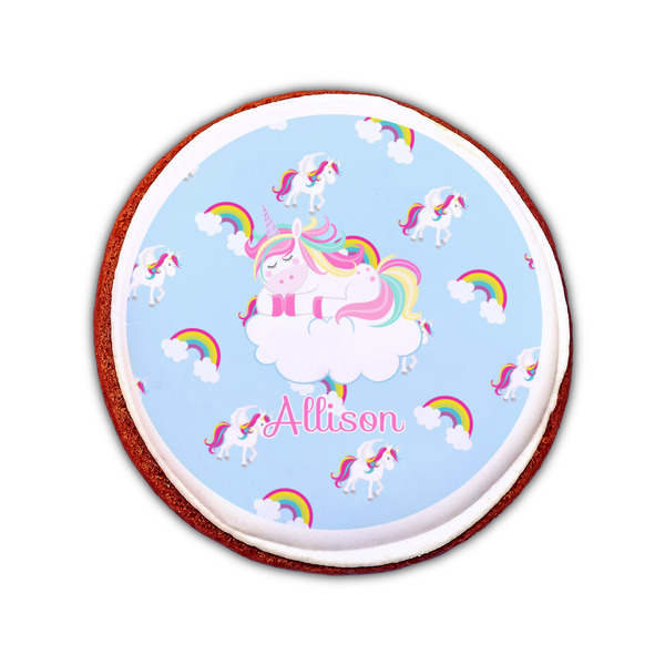 Rainbows and Unicorns Printed Icing Circle - Small - On Cookie