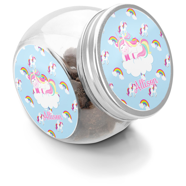 Custom Rainbows and Unicorns Puppy Treat Jar (Personalized)