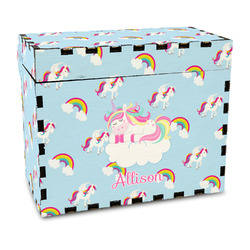 Rainbows and Unicorns Wood Recipe Box - Full Color Print (Personalized)