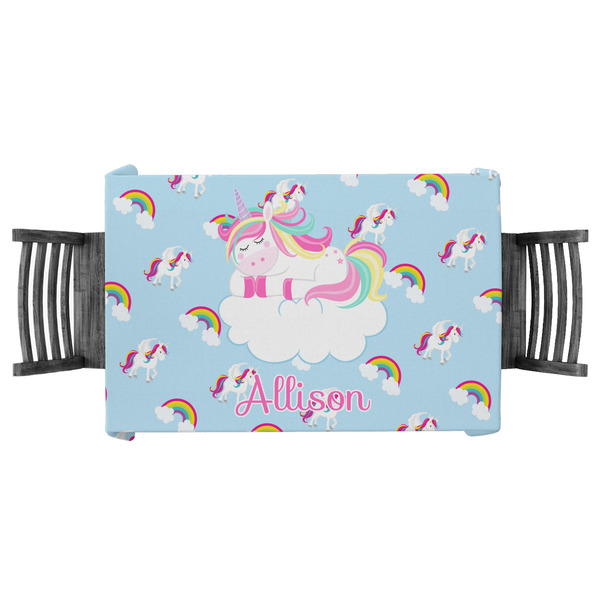Custom Rainbows and Unicorns Tablecloth - 58"x58" w/ Name or Text