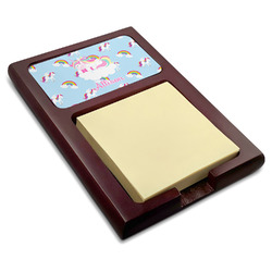 Rainbows and Unicorns Red Mahogany Sticky Note Holder w/ Name or Text