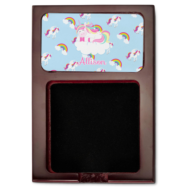 Rainbows and Unicorns Red Mahogany Sticky Note Holder - Flat
