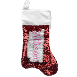 Rainbows and Unicorns Reversible Sequin Stocking - Red (Personalized)