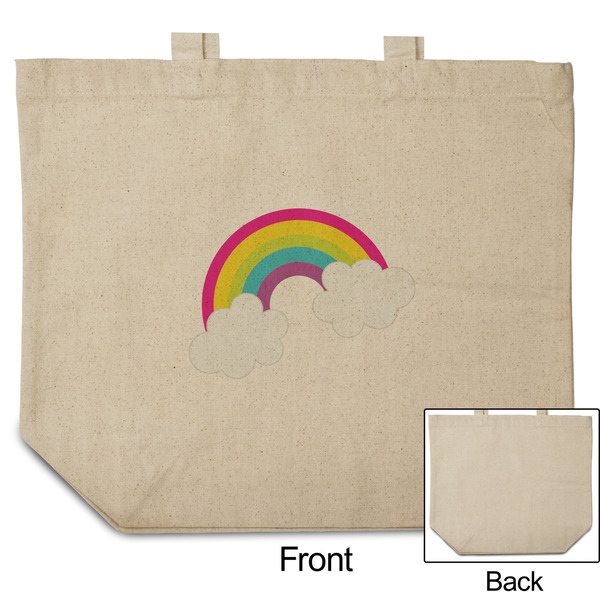 Rainbows and Unicorns Reusable Cotton Grocery Bag - Front & Back View