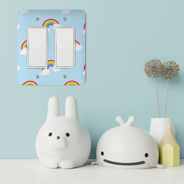 Rainbows and Unicorns Rocker Light Switch Covers - Double - IN CONTEXT