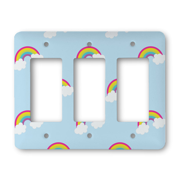 Custom Rainbows and Unicorns Rocker Style Light Switch Cover - Three Switch