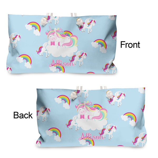 Rainbows and Unicorns Large Rope Tote - From & Back View