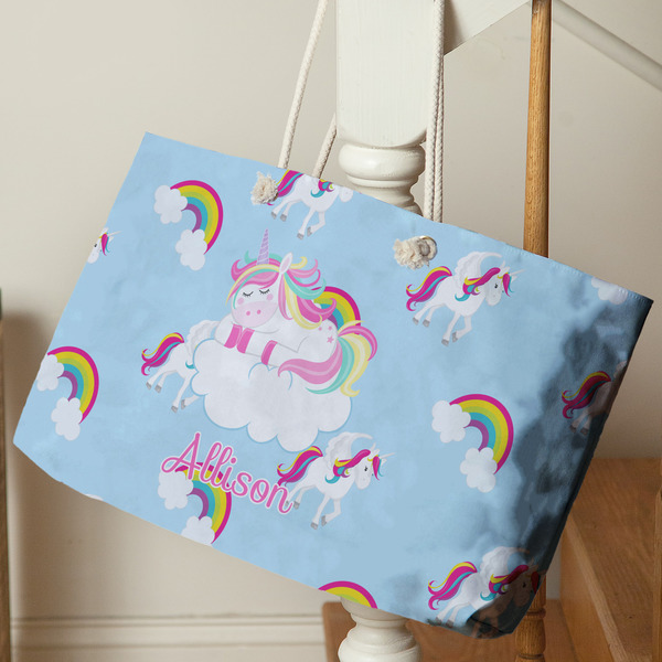 Rainbows and Unicorns Large Rope Tote - Life Style