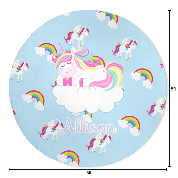Rainbows and Unicorns Round Area Rug - Size