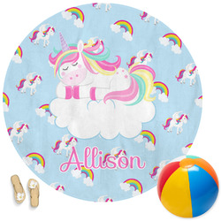 Rainbows and Unicorns Round Beach Towel (Personalized)