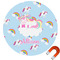 Rainbows and Unicorns Round Car Magnet - 6" (Personalized)