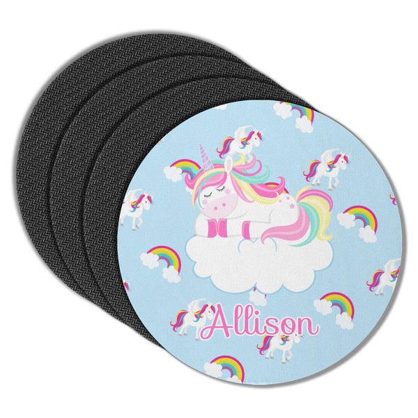 Rainbows and Unicorns Round Coaster Rubber Back - Main