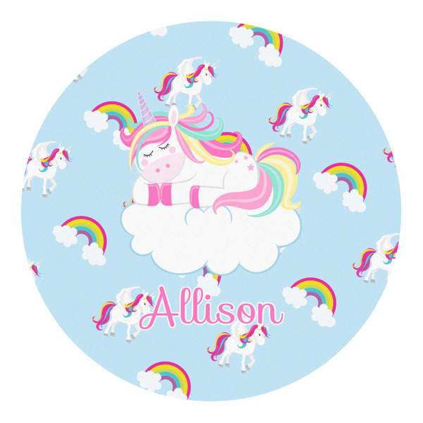 Custom Rainbows and Unicorns Round Decal - Medium (Personalized)
