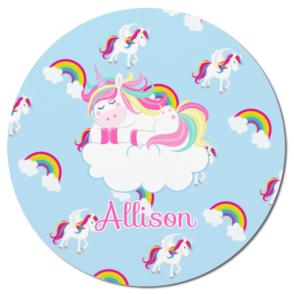 Rainbows and Unicorns Round Fridge Magnet - FRONT