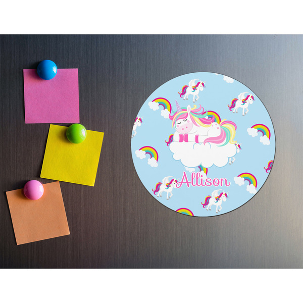 Rainbows and Unicorns Round Fridge Magnet - LIFESTYLE