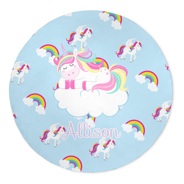 Custom Rainbows and Unicorns 5' Round Indoor Area Rug (Personalized)