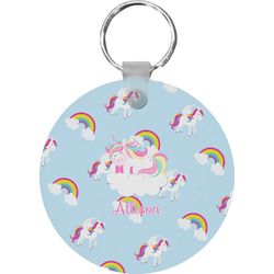 Rainbows and Unicorns Round Plastic Keychain (Personalized)