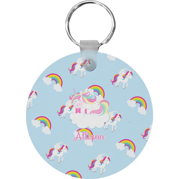 Rainbows and Unicorns Round Keychain (Personalized)