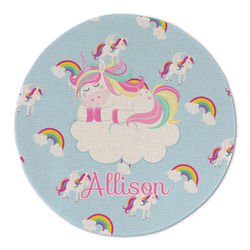 Rainbows and Unicorns Round Linen Placemat (Personalized)