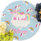 Rainbows and Unicorns Round Linen Placemats - Front (w flowers)