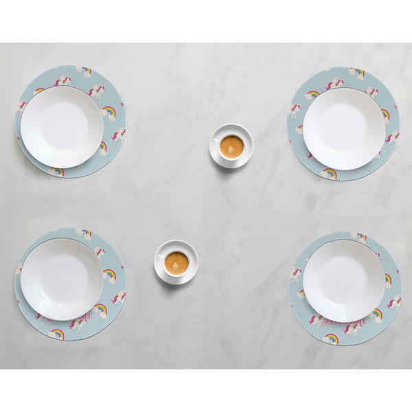 Rainbows and Unicorns Round Linen Placemats - LIFESTYLE (set of 4)
