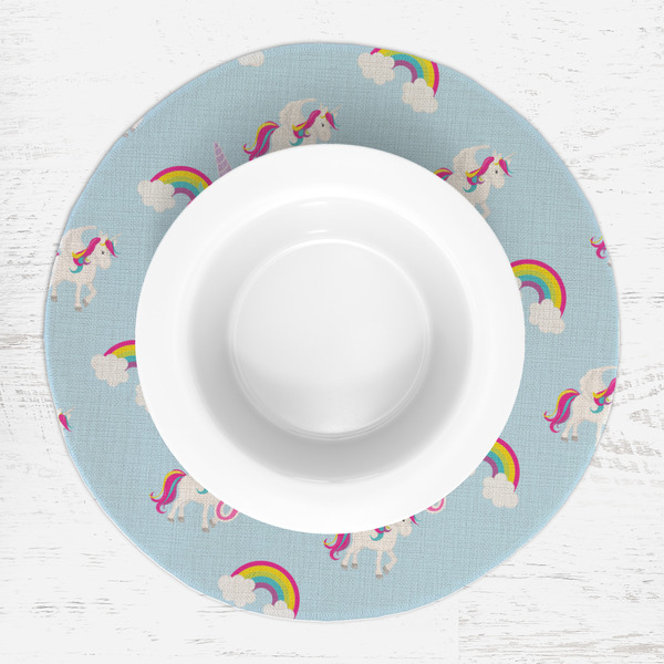 Rainbows and Unicorns Round Linen Placemats - LIFESTYLE (single)