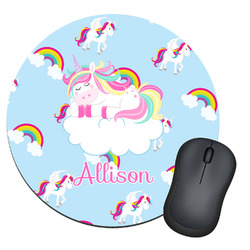Rainbows and Unicorns Round Mouse Pad (Personalized)