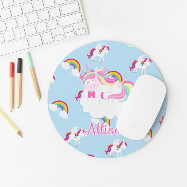 Rainbows and Unicorns Round Mousepad - LIFESTYLE 2