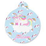 Rainbows and Unicorns Round Pet ID Tag (Personalized)