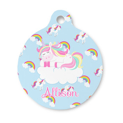 Rainbows and Unicorns Round Pet ID Tag - Small (Personalized)