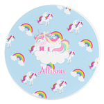 Rainbows and Unicorns Round Stone Trivet (Personalized)