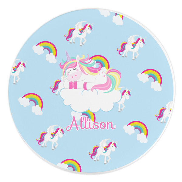 Custom Rainbows and Unicorns Round Stone Trivet (Personalized)