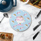 Rainbows and Unicorns Round Stone Trivet - In Context View