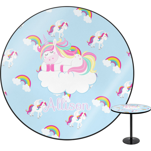 Custom Rainbows and Unicorns Round Table - 24" (Personalized)