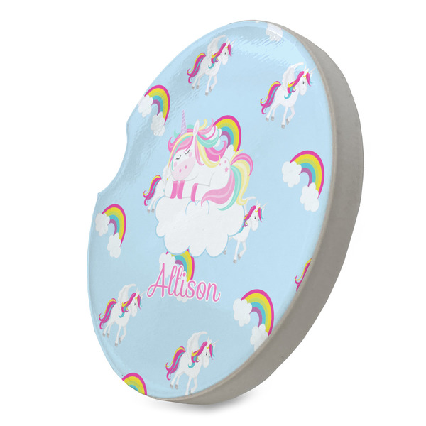 Rainbows and Unicorns Sandstone Car Coaster - STANDING ANGLE