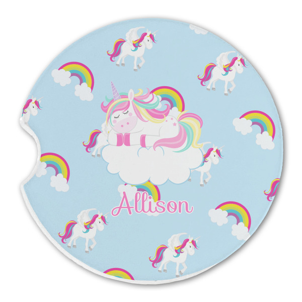Custom Rainbows and Unicorns Sandstone Car Coaster - Single (Personalized)