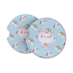 Rainbows and Unicorns Sandstone Car Coasters - Set of 2 (Personalized)