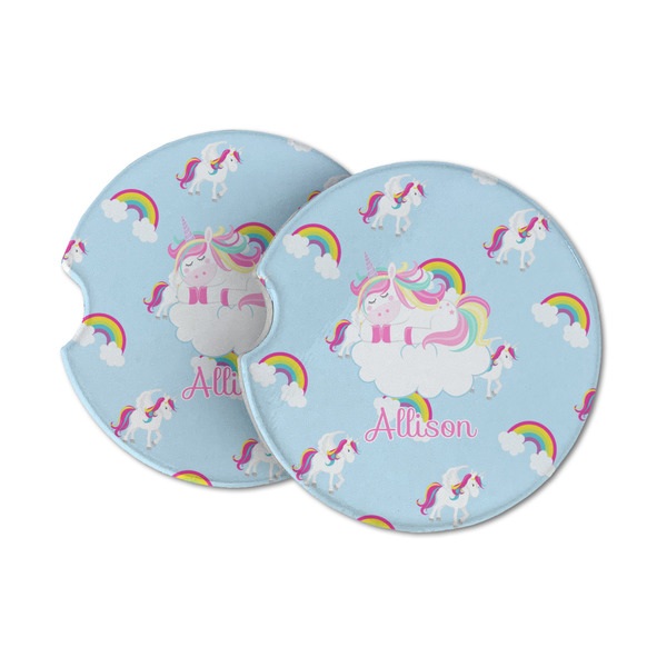 Custom Rainbows and Unicorns Sandstone Car Coasters - Set of 2 (Personalized)