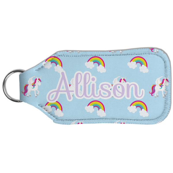 Rainbows and Unicorns Sanitizer Holder Keychain - Large (Back)