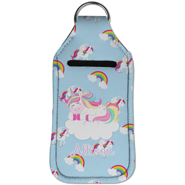 Rainbows and Unicorns Sanitizer Holder Keychain - Large (Front)