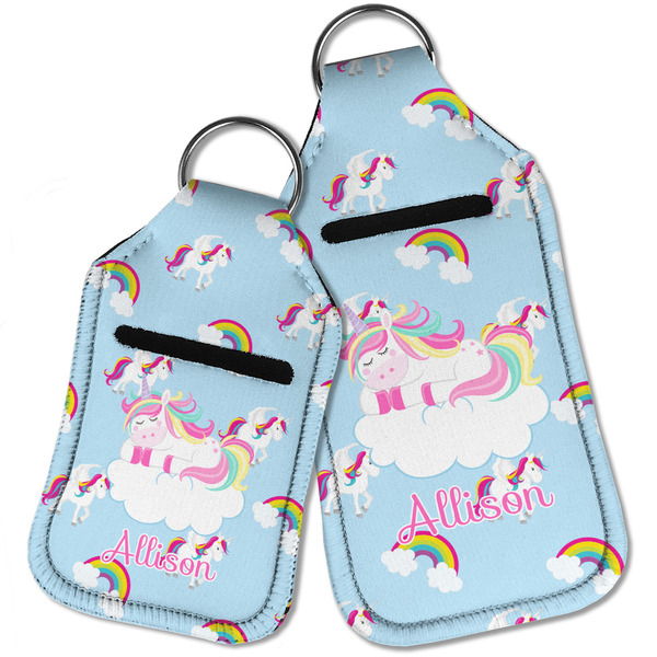 Rainbows and Unicorns Sanitizer Holder Keychain - Parent Main