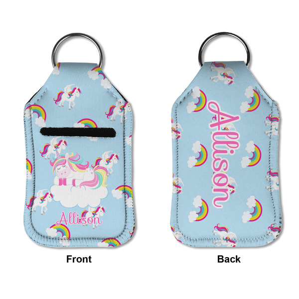 Rainbows and Unicorns Sanitizer Holder Keychain - Small APPROVAL (Flat)