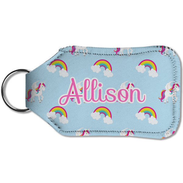 Rainbows and Unicorns Sanitizer Holder Keychain - Small (Back)
