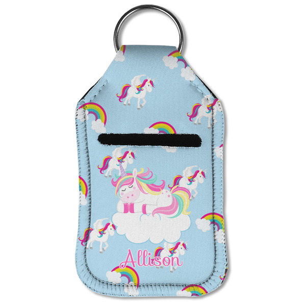 Rainbows and Unicorns Sanitizer Holder Keychain - Small (Front Flat)